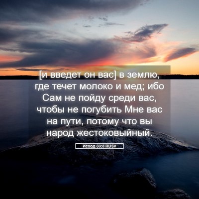 Picture 05 - Исход 33:3 RUSV - [и введет он вас] в землю, - Bible Verse Picture