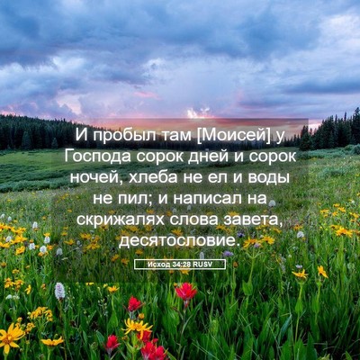 Picture 05 - Исход 34:28 RUSV - И пробыл там [Моисей] у - Bible Verse Picture