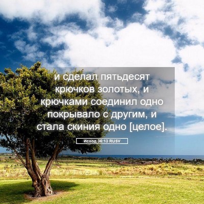 Picture 05 - Исход 36:13 RUSV - и сделал пятьдесят крючков - Bible Verse Picture