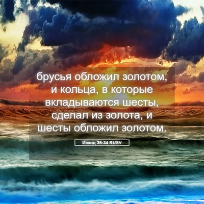 Picture 05 - Исход 36:34 RUSV - брусья обложил золотом, и - Bible Verse Picture