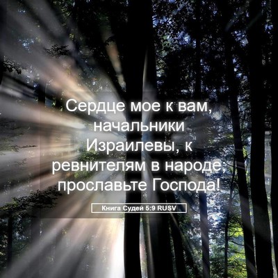 Picture 05 - Книга Судей 5:9 RUSV - Сердце мое к вам, - Bible Verse Picture
