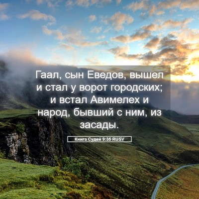 Picture 05 - Книга Судей 9:35 RUSV - Гаал, сын Еведов, вышел и - Bible Verse Picture