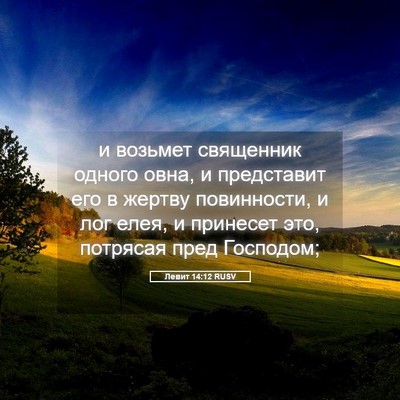 Picture 05 - Левит 14:12 RUSV - и возьмет священник одного - Bible Verse Picture