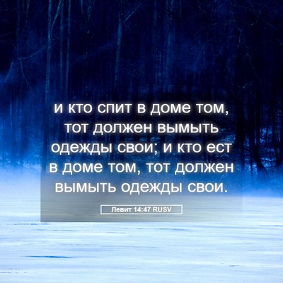 Picture 05 - Левит 14:47 RUSV - и кто спит в доме том, тот - Bible Verse Picture