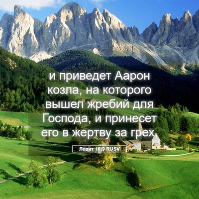 Picture 05 - Левит 16:9 RUSV - и приведет Аарон козла, на - Bible Verse Picture