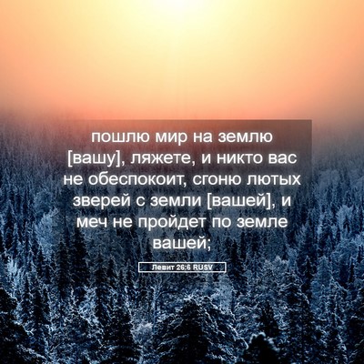 Picture 05 - Левит 26:6 RUSV - пошлю мир на землю [вашу], - Bible Verse Picture
