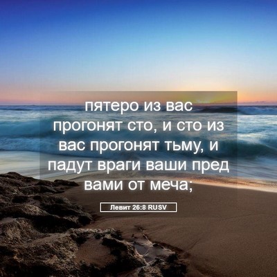 Picture 05 - Левит 26:8 RUSV - пятеро из вас прогонят сто, - Bible Verse Picture