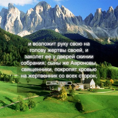 Picture 05 - Левит 3:2 RUSV - и возложит руку свою на - Bible Verse Picture