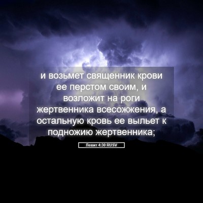 Picture 05 - Левит 4:30 RUSV - и возьмет священник крови - Bible Verse Picture