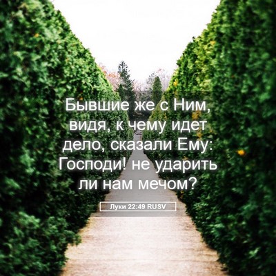 Picture 05 - Луки 22:49 RUSV - Бывшие же с Ним, видя, к - Bible Verse Picture