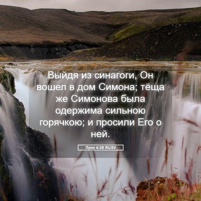 Picture 05 - Луки 4:38 RUSV - Выйдя из синагоги, Он вошел - Bible Verse Picture