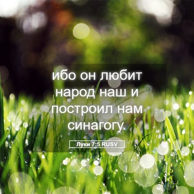 Picture 05 - Луки 7:5 RUSV - ибо он любит народ наш и - Bible Verse Picture