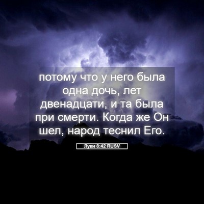 Picture 05 - Луки 8:42 RUSV - потому что у него была одна - Bible Verse Picture