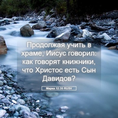 Picture 05 - Марка 12:35 RUSV - Продолжая учить в храме, - Bible Verse Picture