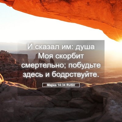 Picture 05 - Марка 14:34 RUSV - И сказал им: душа Моя - Bible Verse Picture