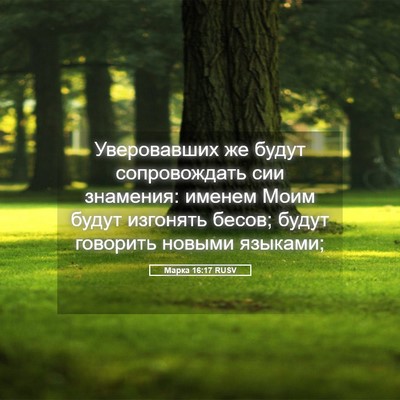 Picture 05 - Марка 16:17 RUSV - Уверовавших же будут - Bible Verse Picture