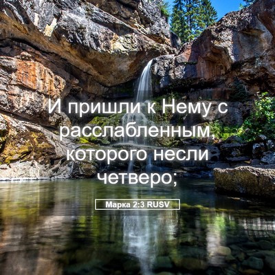 Picture 05 - Марка 2:3 RUSV - И пришли к Нему с - Bible Verse Picture