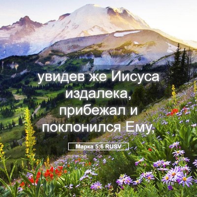 Picture 05 - Марка 5:6 RUSV - увидев же Иисуса издалека, - Bible Verse Picture