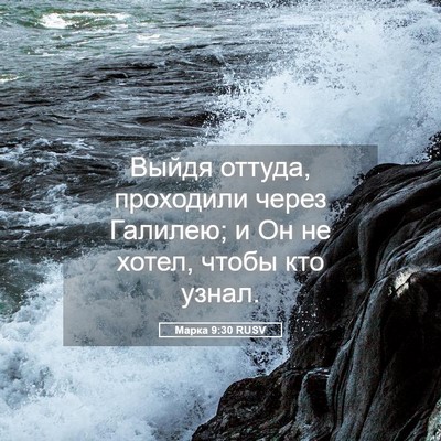 Picture 05 - Марка 9:30 RUSV - Выйдя оттуда, проходили - Bible Verse Picture