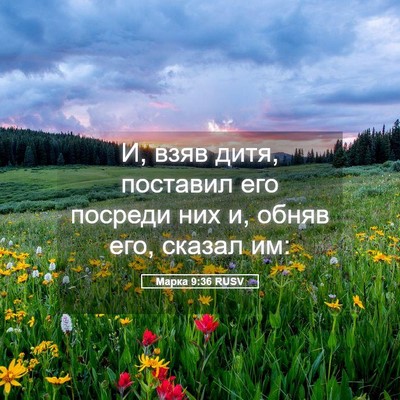 Picture 05 - Марка 9:36 RUSV - И, взяв дитя, поставил его - Bible Verse Picture