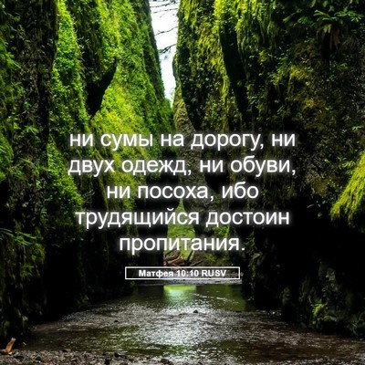 Picture 05 - Матфея 10:10 RUSV - ни сумы на дорогу, ни двух - Bible Verse Picture