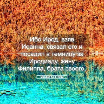 Picture 05 - Матфея 14:3 RUSV - Ибо Ирод, взяв Иоанна, - Bible Verse Picture
