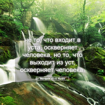 Picture 05 - Матфея 15:11 RUSV - не то, что входит в уста, - Bible Verse Picture