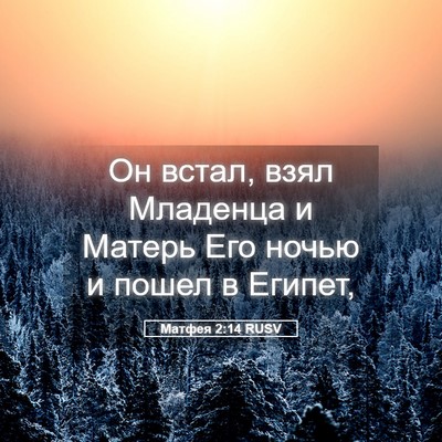 Picture 05 - Матфея 2:14 RUSV - Он встал, взял Младенца и - Bible Verse Picture