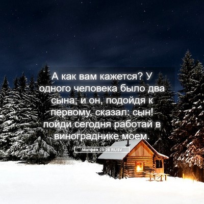 Picture 05 - Матфея 21:28 RUSV - А как вам кажется? У одного - Bible Verse Picture