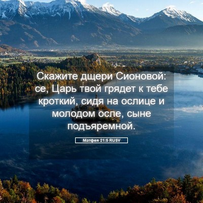 Picture 05 - Матфея 21:5 RUSV - Скажите дщери Сионовой: се, - Bible Verse Picture
