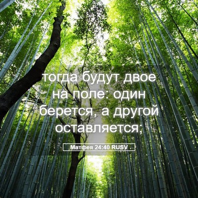 Picture 05 - Матфея 24:40 RUSV - тогда будут двое на поле: - Bible Verse Picture