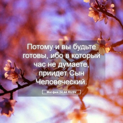 Picture 05 - Матфея 24:44 RUSV - Потому и вы будьте готовы, - Bible Verse Picture