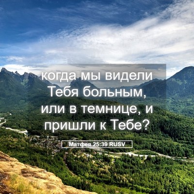 Picture 05 - Матфея 25:39 RUSV - когда мы видели Тебя - Bible Verse Picture