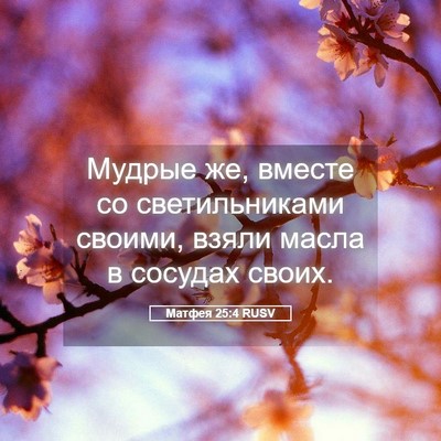 Picture 05 - Матфея 25:4 RUSV - Мудрые же, вместе со - Bible Verse Picture