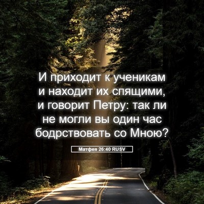 Picture 05 - Матфея 26:40 RUSV - И приходит к ученикам и - Bible Verse Picture