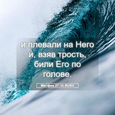 Picture 05 - Матфея 27:30 RUSV - и плевали на Него и, взяв - Bible Verse Picture