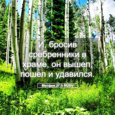 Picture 05 - Матфея 27:5 RUSV - И, бросив сребренники в - Bible Verse Picture