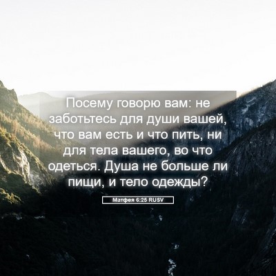 Picture 05 - Матфея 6:25 RUSV - Посему говорю вам: не - Bible Verse Picture