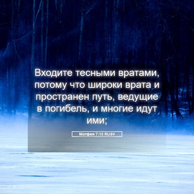 Picture 05 - Матфея 7:13 RUSV - Входите тесными вратами, - Bible Verse Picture