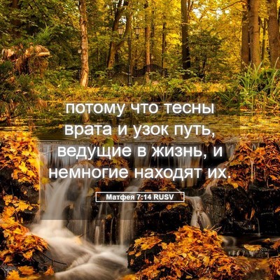 Picture 05 - Матфея 7:14 RUSV - потому что тесны врата и - Bible Verse Picture