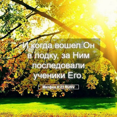 Picture 05 - Матфея 8:23 RUSV - И когда вошел Он в лодку, за - Bible Verse Picture