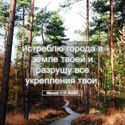 Picture 05 - Михей 5:11 RUSV - истреблю города в земле - Bible Verse Picture