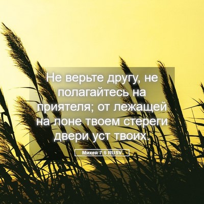 Picture 05 - Михей 7:5 RUSV - Не верьте другу, не - Bible Verse Picture