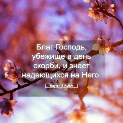 Picture 05 - Наум 1:7 RUSV - Благ Господь, убежище в - Bible Verse Picture