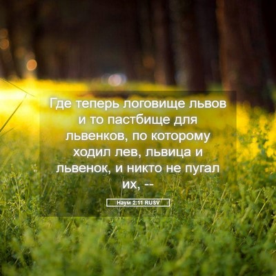 Picture 05 - Наум 2:11 RUSV - Где теперь логовище львов - Bible Verse Picture