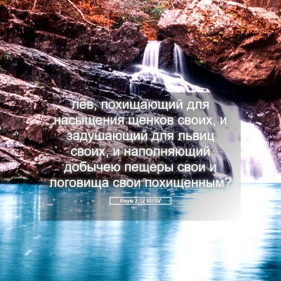 Picture 05 - Наум 2:12 RUSV - лев, похищающий для - Bible Verse Picture
