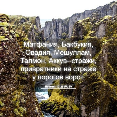 Picture 05 - Неемия 12:25 RUSV - Матфания, Бакбукия, Овадия, - Bible Verse Picture
