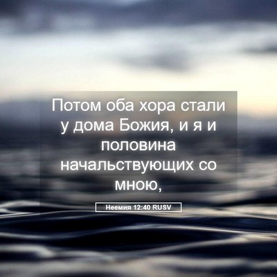 Picture 05 - Неемия 12:40 RUSV - Потом оба хора стали у дома - Bible Verse Picture
