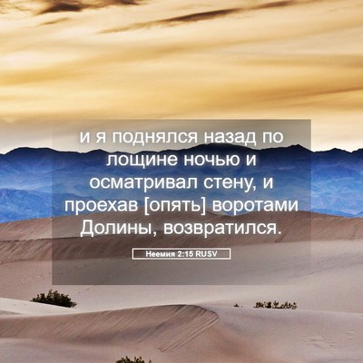 Picture 05 - Неемия 2:15 RUSV - и я поднялся назад по - Bible Verse Picture
