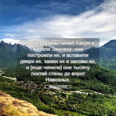 Picture 05 - Неемия 3:13 RUSV - Ворота Долины чинил Ханун - Bible Verse Picture